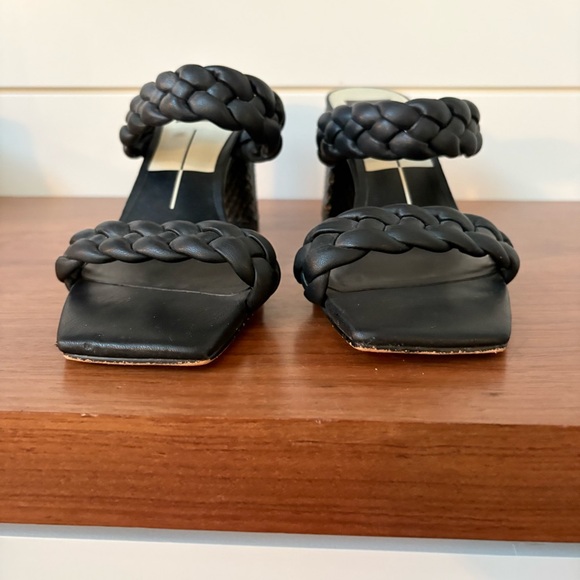 Dolce Vita Womens Paily Block Heels Stella Black Sandals Braided Leather 7 - 7.5 - Picture 5 of 10
